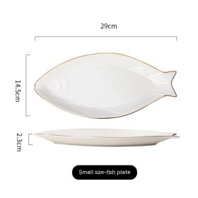 Gilt Edging Porcelain Fish Dish Fish-shaped Dinner Plate Large Fish Plate (Option: Golden Edge 12 Inches)