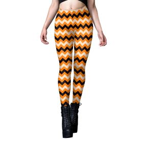 Halloween Pumpkin Head Digital Printing Stripe Tight Feet Women's Leggings (Option: B4161020-XL)