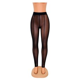 Skinny Mesh See-through Leggings For Women (Option: Black-M)
