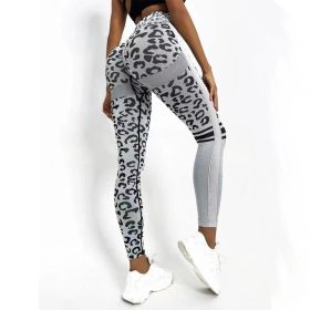 Chemical Fiber Blend Leopard Print Yoga High Waist Tights Fashion Sports Seamless Trousers Fitness Pants (Option: Black And White-S)
