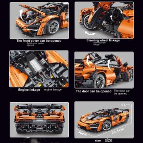 Remote Control Sports Car Model Children Assembly Plastic Building Blocks Boys (Option: Orange Remote Control Version)
