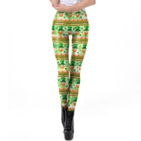 Holiday Printed Pencil High Waisted Slim Pants With Leggings (Option: KDK2121-S)