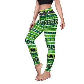 Saint Patrick's Day Costume Digital Printed With Hip Lifting Fitness Pants (Option: B2301061-XL)