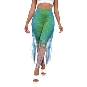 Colorful Little Mermaid Fin Mermaid Digital Print Hip Lift Feet Pants (Option: B2421021-L)