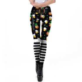Holiday Printed Pencil High Waisted Slim Pants With Leggings (Option: KDK2120-S)