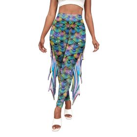 Slim Fish Pants With Raised Hips And Digital Fin Printing Small Feet Women's Underpants (Option: B2421018-S)