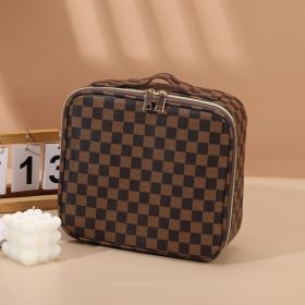 New Cosmetic Case Portable Travel Cosmetics Storage Box Manicure Box Cosmetic Case Large Capacity Beauty Toolbox (Color: Brown)