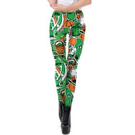 Holiday Printed Pencil High Waisted Slim Pants With Leggings (Option: KDK2112-S)