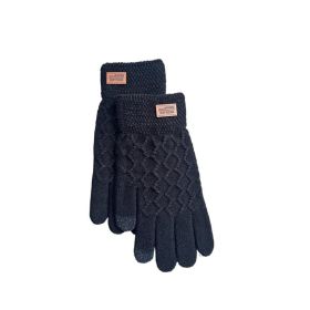 New Men's Touch Screen Autumn And Winter Knitting Warm Velvet Padded Thickened Gloves (Color: Black)