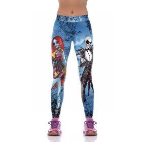 Digital Printed Sports Pants Zombie Bride Tight Elastic Pants (Option: 1style-L)