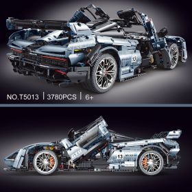 Remote Control Sports Car Model Children Assembly Plastic Building Blocks Boys (Option: Gray Blue Remote Control)