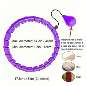 Weighted Hoola Exercise Fit Hoops Plus Size For Weight Loss, 2 In 1 Weight Loss 24 Detachable Knots Fitness Abdomen Equipment Hoops Adjustable Auto-Sp (Color: Purple)