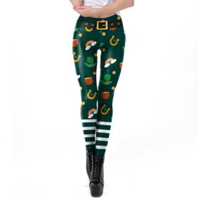 Holiday Printed Pencil High Waisted Slim Pants With Leggings (Option: KDK2114-S)