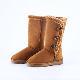Winter Plus Velvet Snow Boots Female Thermal Non-slip Cotton-padded Shoes (Option: Camel-37)
