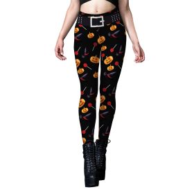 Skull Spider Web Printed Tight Leggings (Option: 4style-M)