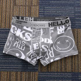 Printed Boxers Men's Underwear National Fashion Boxers Mid-waist (Option: Gray-M)