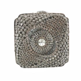 New Diamond Evening Bag Rhinestone Hand-held Small Square Box Women (Option: Silver-10x10x7CM)