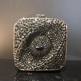 New Diamond Evening Bag Rhinestone Hand-held Small Square Box Women (Option: Black-10x10x7CM)