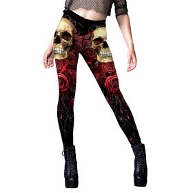 Skull Spider Web Printed Tight Leggings (Option: 2style-M)