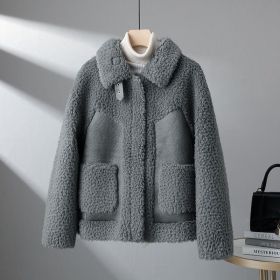 Winter New Fashion Particles Chenille Coat Stitching Fur Coat Women (Option: Dark Gray-L)