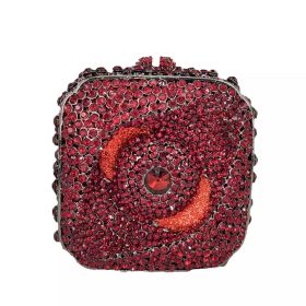 New Diamond Evening Bag Rhinestone Hand-held Small Square Box Women (Option: Red Gun Hardware-10x10x7CM)