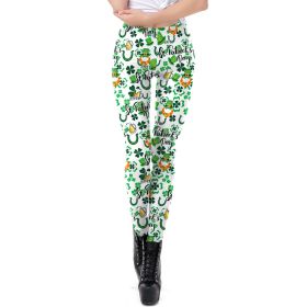Holiday Printed Pencil High Waisted Slim Pants With Leggings (Option: KDK2111-S)