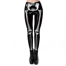 3D Skeleton Digital Printed Women's Sports Leggings (Option: Black-XL)