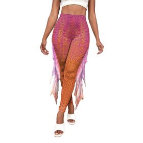 Colorful Little Mermaid Fin Mermaid Digital Print Hip Lift Feet Pants (Option: B2421022-S)