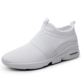 2022 Men Breathable Comfortable Rubber Walk Jogging Non-Slip Sports Shoes Male Running Slip-on Sneakers Outdoor Fitness Trainers (Color: White, size: 48)