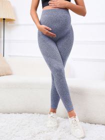 Three-dimensional Belly Support High Waist Pregnancy Yoga Pants (Option: Gray Blue-S)