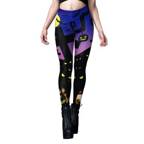 Halloween New Women's Leggings Bandage Printed Yoga Pants (Option: B4161015-XL)