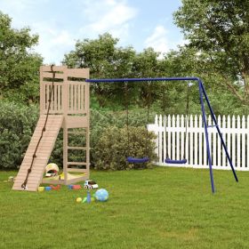 Outdoor Playset Solid Wood Pine (Color: Brown)