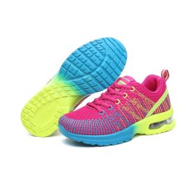 Casual Mesh Shoes Women Outdoor Breathable Soft Comfortable Fashion Jogging Fitness Running Colorful Air Cushion Sneakers Female (Color: Rose, size: 38)