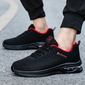 Men Casual Fitness Sneakers Gym Breathable Trainers Male Fashion Outdoor Comfortable Non-slip Basketball Sport Shoes Lightweight (Color: Black Red, size: 44)