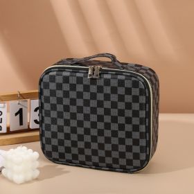 New Cosmetic Case Portable Travel Cosmetics Storage Box Manicure Box Cosmetic Case Large Capacity Beauty Toolbox (Color: Black)
