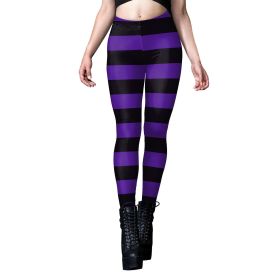 Halloween Pumpkin Head Digital Printing Stripe Tight Feet Women's Leggings (Option: B4161021-XL)