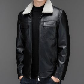 Autumn And Winter New Casual Men's Leather Jacket Men (Option: Black-XL)