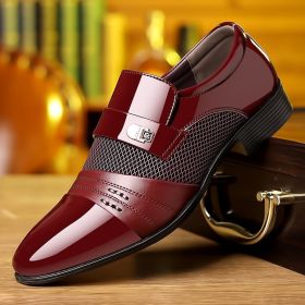 Wine Red Fashion Patchwork Leather Shoes For Men (Option: Wine Red-40)