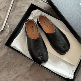New Retro Split Toe Slip-on Casual Pumps (Option: Black-37)