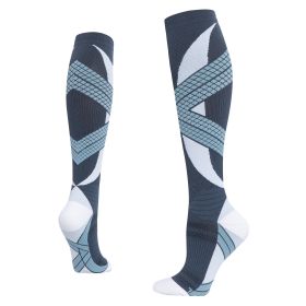 Compression Stockings Long Calf Professional Sports Compression Socks (Option: Gray And Blue-XXL)