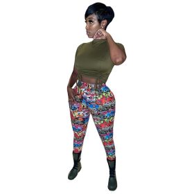 Casual Milk Silk Printed Leggings (Option: Letters-L)