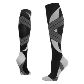 Compression Stockings Long Calf Professional Sports Compression Socks (Option: Black And Gray-XXL)