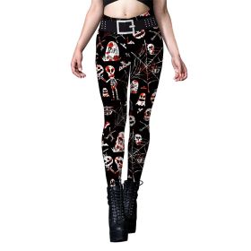 Skull Spider Web Printed Tight Leggings (Option: 3style-L)