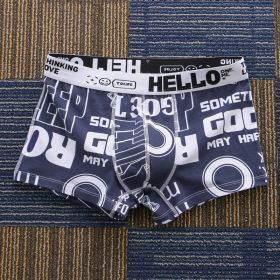Printed Boxers Men's Underwear National Fashion Boxers Mid-waist (Option: Sapphire Blue-XXL)