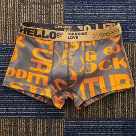 Printed Boxers Men's Underwear National Fashion Boxers Mid-waist (Option: Orange-3XL)
