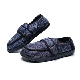 Women's Widened Adjustable Fat Wide And Swollen Hallux Valgus Cloth Shoes (Option: Blue Leaf Pattern-38)
