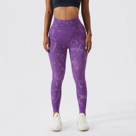 Camouflage Peach Hip Raise Fitness Pants Women's Quick-drying (Option: Violet-L)