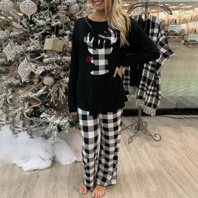 Christmas Elements Printed Homewear Women's 2-piece Set (Option: Lt355 Black-L)
